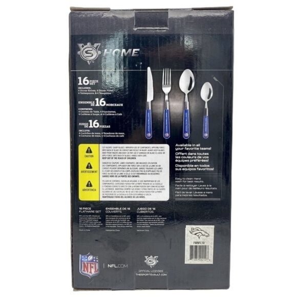NFL Denver Broncos Flatware 4 Place Setting 16 Piece Silverware Set Football NEW - Picture 4 of 5